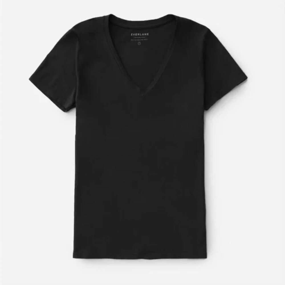 Black Everlane The Cotton V Neck T-Shirt (100% Supima Cotton)